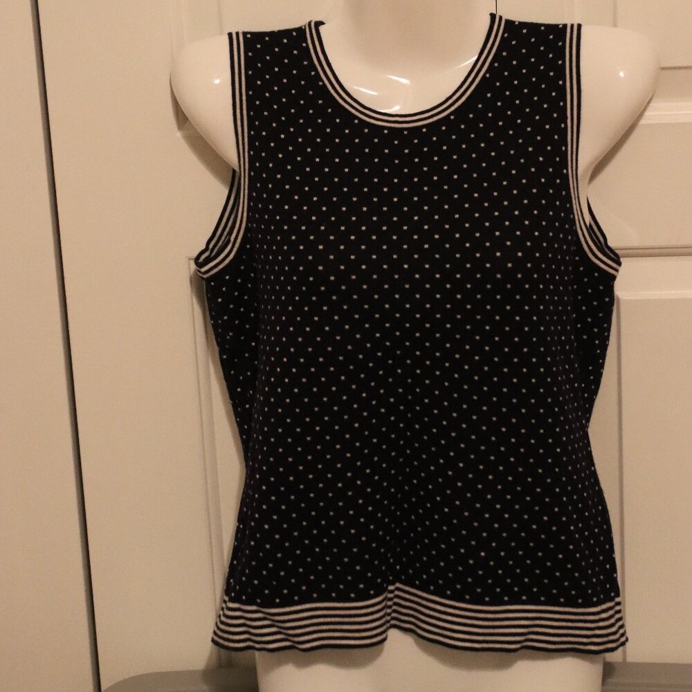 Emma &James  Petite Large sleeveless sweater Navy and white